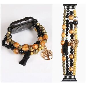 Bohemian Natural Bead Crystal Watch Band Women Bracelet for Apple Watch 42-44mm